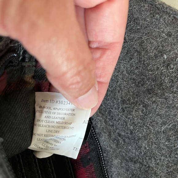 VTG L.L. Bean Small Wool Blend Leather Wristlet Purse Wallet Gray/Black EUC - Picture 8 of 12